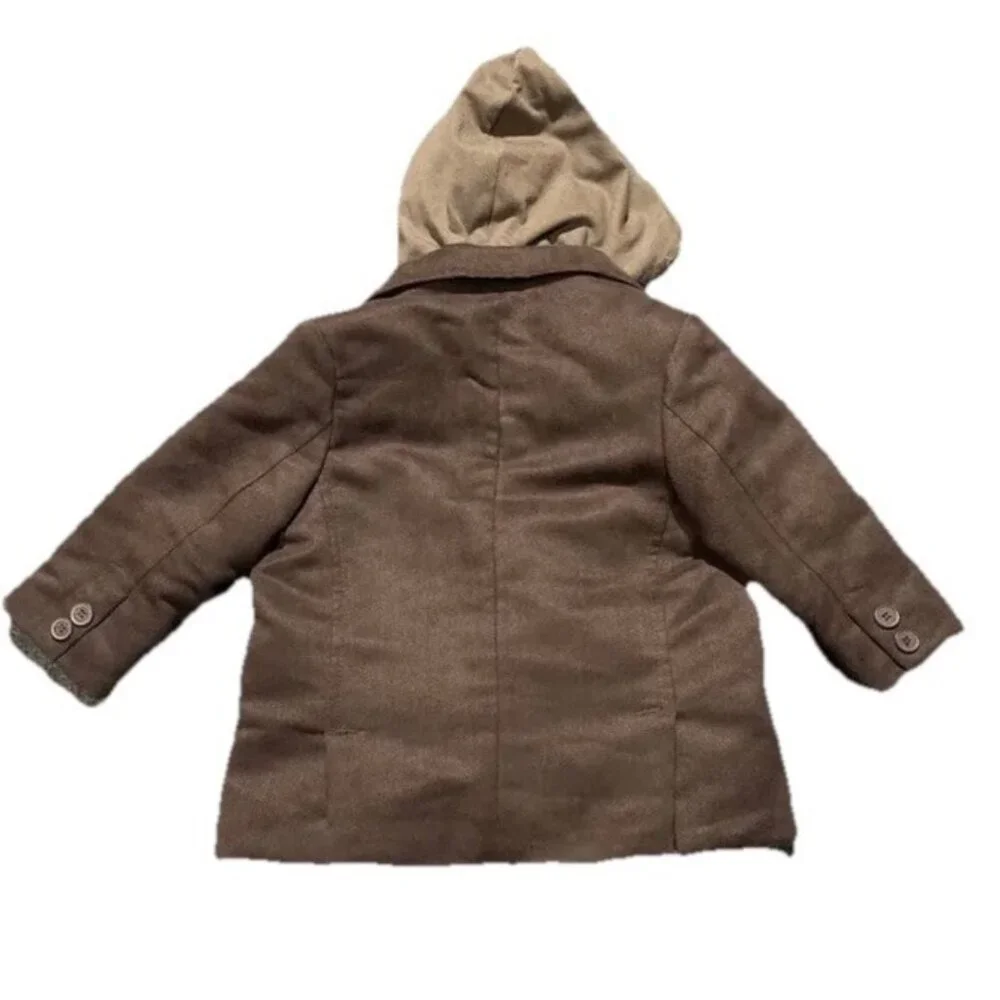 Kenneth Cole Reaction 12 Months Baby Boys Brown Peacoat With Hoodie